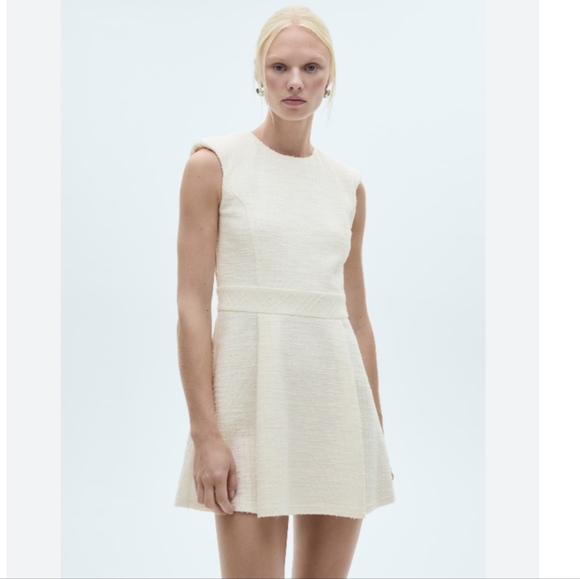 Mango Dresses & Skirts - Mango Textured Mini Dress In Off White 4 NWT